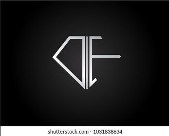 DF diamond shape silver color design