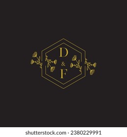 DF elegant wedding initial logo in high quality professional design that will print well across any print media