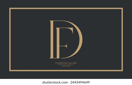 DF or FD Alphabet letters initial Logo monogram