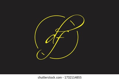 df or fd Cursive Letter Initial Logo Design, Vector Template