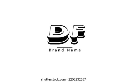 DF FD D F abstract vector logo monogram template