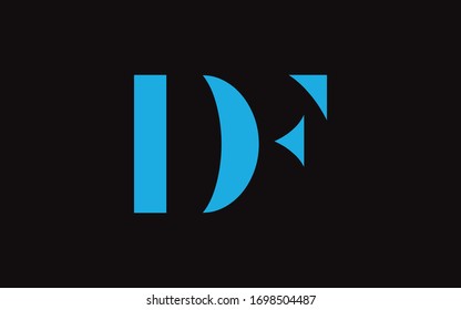 DF or FD and D or F Letter Initial Logo Design, Vector Template