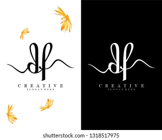 df, fd Letter creative handwriting logo design vector