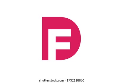DF or FD Letter Initial Logo Design, Vector Template