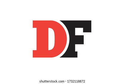 DF or FD Letter Initial Logo Design, Vector Template