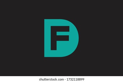DF or FD Letter Initial Logo Design, Vector Template