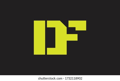 DF or FD Letter Initial Logo Design, Vector Template