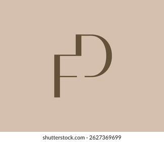 Diseño de icono de logotipo de letra DF o FD. Monograma de las iniciales de lujo de estilo clásico.