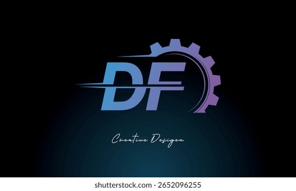 DF Gear Fusion Logo – Industrial Tech-Inspired Letter mark Futuristic Industrial Letter Mark Design for Technology and Engineering Brands.