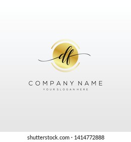 DF handwriting initial logo template vector.