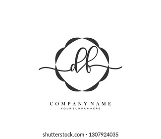 DF handwriting initial  logo vector