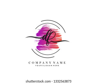 DF handwriting initial  logo vector