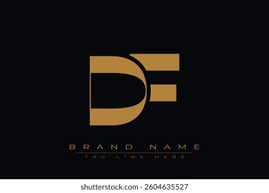 DF initial letter logo design. Letter D and F luxury alphabet letter logo icon template