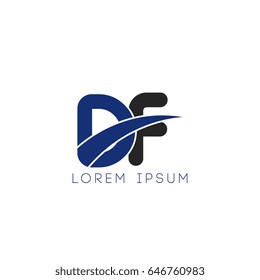 df initial letter uppercase logo blue and black