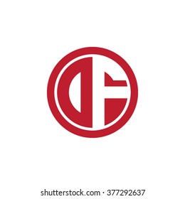 DF initial letters circle business logo red
