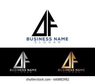 DF initial letters linked triangle shape logo
