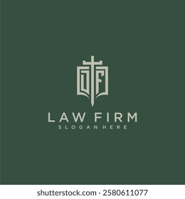 DF initial monogram for law firm with sword and shield logo image