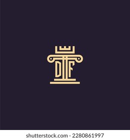 DF initial monogram logo for lawfirm with pillar  crown image design