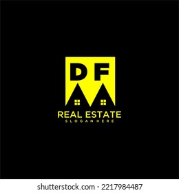 DF initial monogram logo real estate in square style design