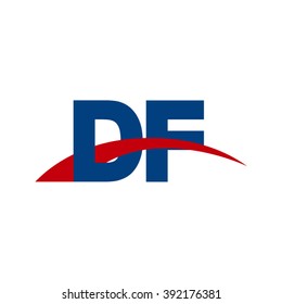 DF initial overlapping swoosh letter logo blue red