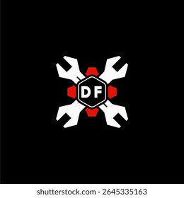 DF Initials Vektor Stok Otomotif Logo Design