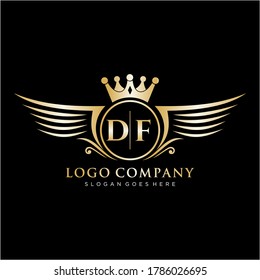 DF Letter Initial with Royal Wing Logo Template.