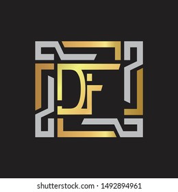 DF Letter logo initial capital monogram with abstrac ornament