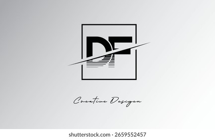DF Letter Logo - Monograma minimalista con corte diagonal para Premium Branding y diseño de identidad moderno