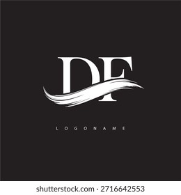 Logotipo del monograma de la letra del DF con la carrera del cepillo para la identidad moderna de la marca