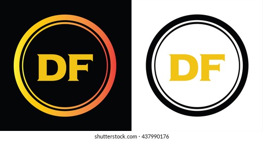 DF letters icon design template elements in abstract background logo, design identity in circle, alphabet letter