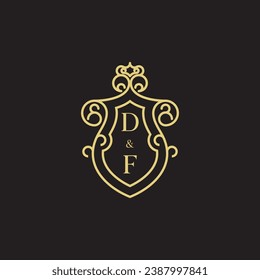 Logo inicial de la línea DF vintage en un diseño profesional de alta calidad que se imprimirá en cualquier medio de impresión