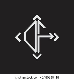 DF Logo Abstrac letter Monogram with Arrow in every side isolated on black background