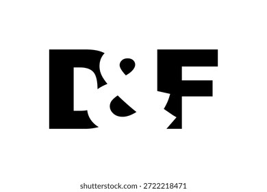 Diseño del logotipo del DF en estilo audaz. Símbolo de identidad blanco y negro. Emblema de tipografía moderna. Icono de marca Corporativa. Mínima Plantilla de negocio.