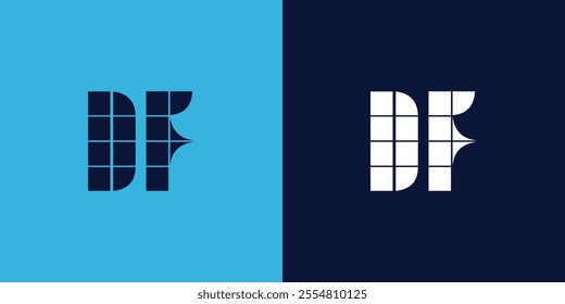 DF logo design with tile shape. Minimalist and modern vector illustration design suitable for business or brand
