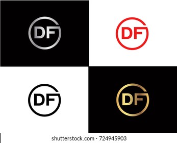 DF Logo. Letter Design Vector with Red and Black Gold Silver Colors

