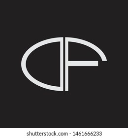 DF Logo letter oval monogram design template with black and white colors