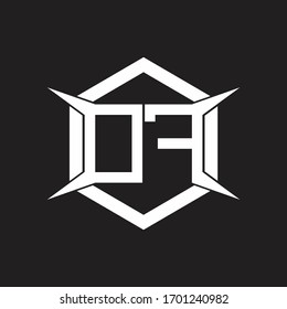 DF Logo monogram with hexagon and four taper shape design template