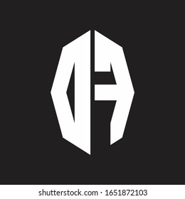 Monograma de logotipo DF con plantilla de diseño de estilo de cinta octagonal