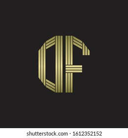 DF Logo monogram outline style linked isolated with gold colors