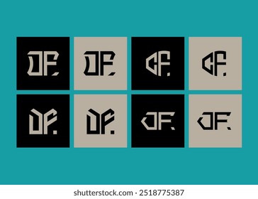 DF minimalista e clássico logotipo conjunto design.DF monograma polígono e círculo forma vetor. DF design exclusivo.