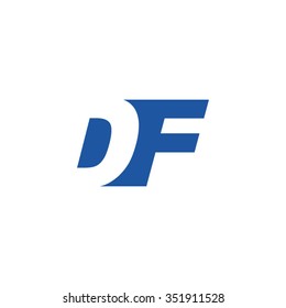 DF negative space letter logo blue
