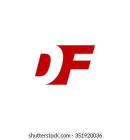 DF negative space letter logo red