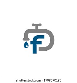 Signo vectorial de diseño del logotipo de fontanería DF 