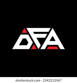 Diseño del logotipo de la letra triangular de DFA con forma triangular. Monograma de diseño del logotipo del triángulo DFA. Plantilla de logotipo vectorial de triángulo DFA con color rojo. Logo triangular del DFA Diseño sencillo, elegante y lujoso.