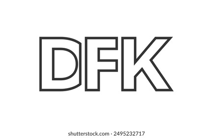 DFK-Logo-Design-Vorlage mit kräftigem und modernem Fettdruck. Einfache und minimale Typografie auf Basis des Logos für die Vektorgrafik. Trendige Firmenidentität ideal für Unternehmen brande Präsenz.