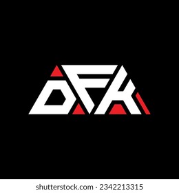 Diseño del logotipo de la letra del triángulo DFK con forma de triángulo. Monograma de diseño del logotipo del triángulo DFK. Plantilla de logotipo vectorial de triángulo DFK con color rojo. Logo triangular DFK Diseño sencillo, elegante y lujoso.