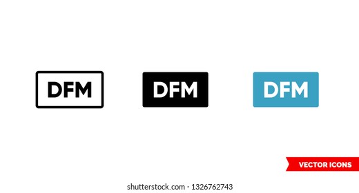 DFM icon of 3 types: color, black and white, outline. Isolated vector sign symbol.