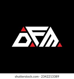 DFM triangle letter logo design with triangle shape. DFM triangle logo design monogram. DFM triangle vector logo template with red color. DFM triangular logo Simple, Elegant, and Luxurious design.
