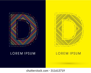  D,Font , colorful light movement, designed using colorful line and black and white line, graphic vector.