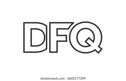 DFQ logo design template with strong and modern bold text. Initial based vector logotype featuring simple and minimal typography. Trendy company identity ideal for businesses brand presence.